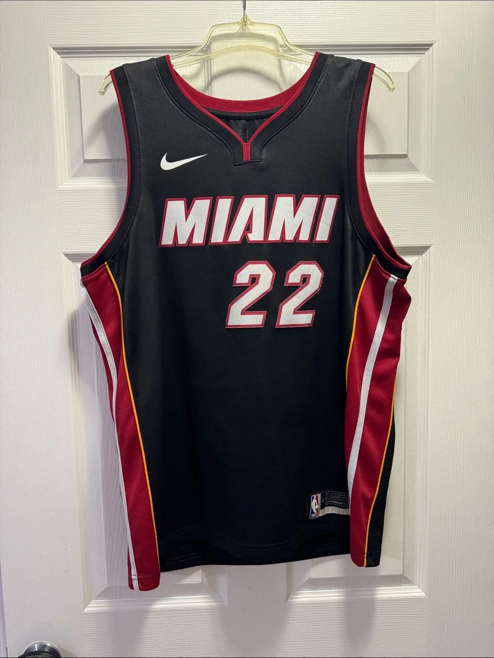 Nike Black Miami Heat #22 Jersey with Red, White & Gold Accents